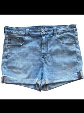 American Eagle Hi-Rise Shortie Light Wash Denim Blue Women's Jean Shorts Sz 18